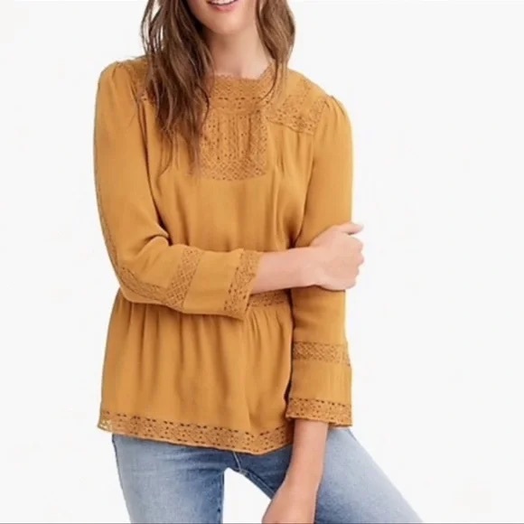 Point Sur by J. Crew Lacey Peasant Blouse Size 0 NWT - Picture 1 of 10